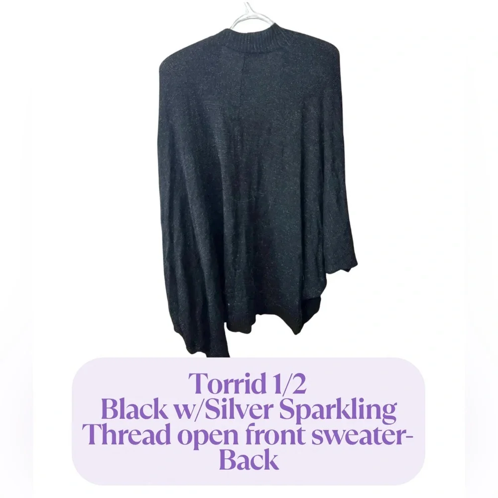 Torrid Open Front Black Sparkle Sweater Size 1/2